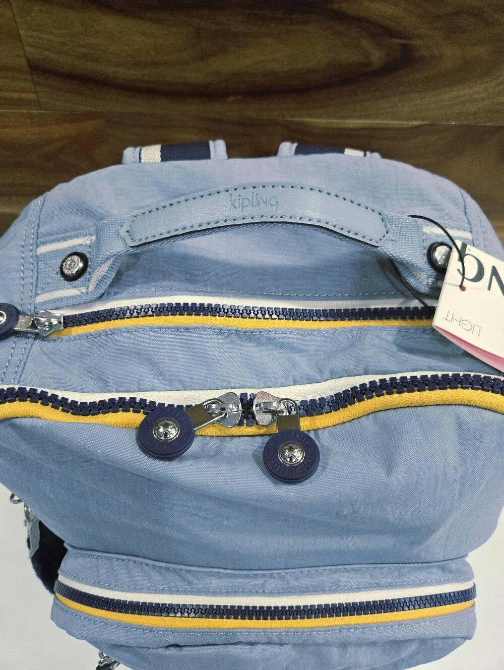 Kipling Light Blue Backpack School Travel Laptop Seoul NEW